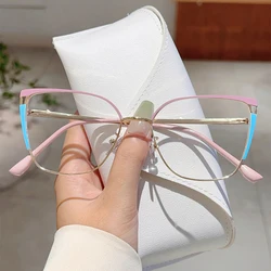 KAMMPT Oversized Cat Eye Glasses Women 2024 Fashion Vintage Multi-color Rim Optical Frames Trendy Blue Light Blocking Eyewear
