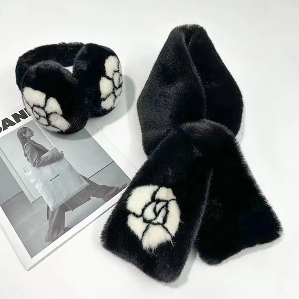 Новые наушники с камелией, утолщенные теплые наушники, защита от холода, рождественские подарки, женские наушники