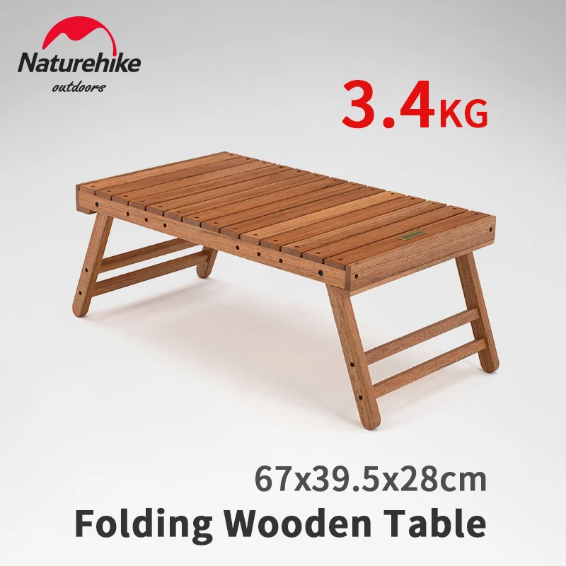 Naturehike Camping Folding Wooden Table Portable 3.4Kg Picnic Table 67x39.5x28cm Outdoor Barbecue Travel Home Tea Table Desk