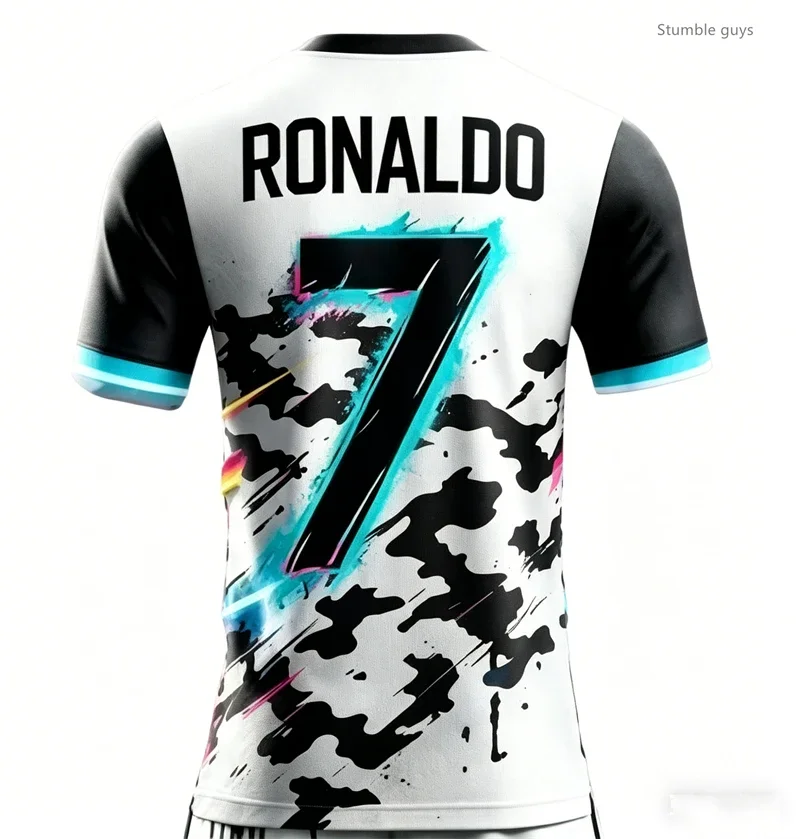 

Summer Men Light Thin Ronaldo Football Short Sleeve T-shirt Casual Sports Jersey Kids Boys Street Tee Training