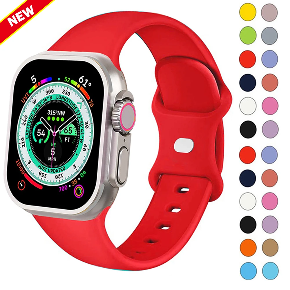 Silicone band For apple watch Ultra 49mm serie 8-7 41mm 45mm 44mm 40mm 38/42mm waterproof sport bracelet iwatch 6 5 4 3 SE Strap