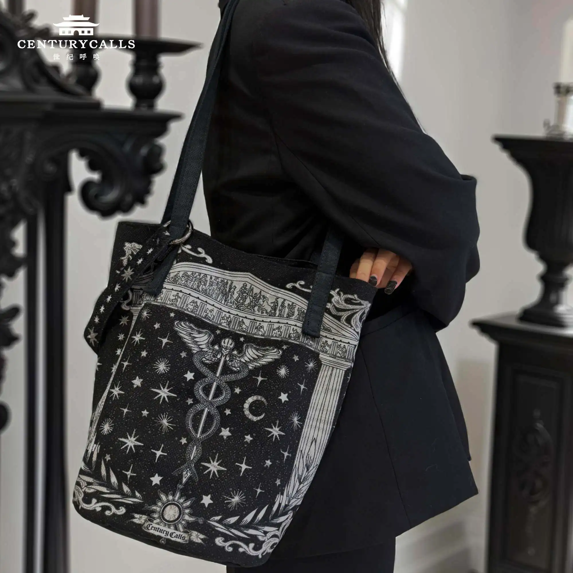 The God of Commerce Symbolizes Wealth Prosperity Bucket Bags Retro Fashion Commuter Shoulder Bag Messenger Cloth Bags for Women
