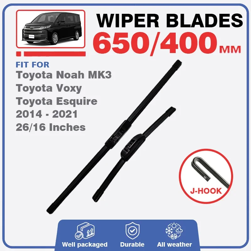 For Toyota Noah MK3 2014 - 2021 Front Wiper Blades Windscreen Cleaning Windshield Window Rubber Brushes Fit J U Hook Accessories