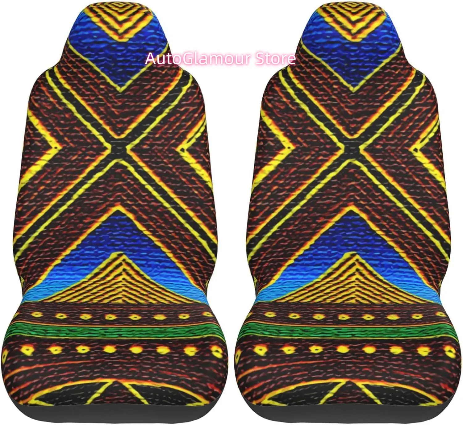 Afrocentric Tribal Motif Fashionable and Durable Car Seat Covers in Two Sets, Protecting The Car Seats