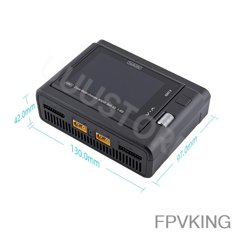 ToolkitRC M8D 1600W 50A DC Balance Touchscreen Charger 65W Fast Charge Dual Channels for 1-8S Lipo Battery Rc FPV Drone Car