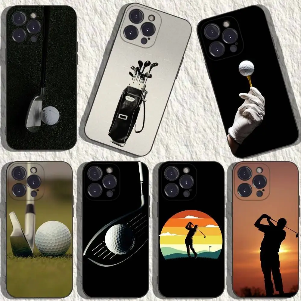 

Modern Golf Phone Case For iPhone 17,16,15,14,13,12,11,Plus,Pro Max,XS,X,XR,SE,Mini,8,7,Soft Silicone Black Cover
