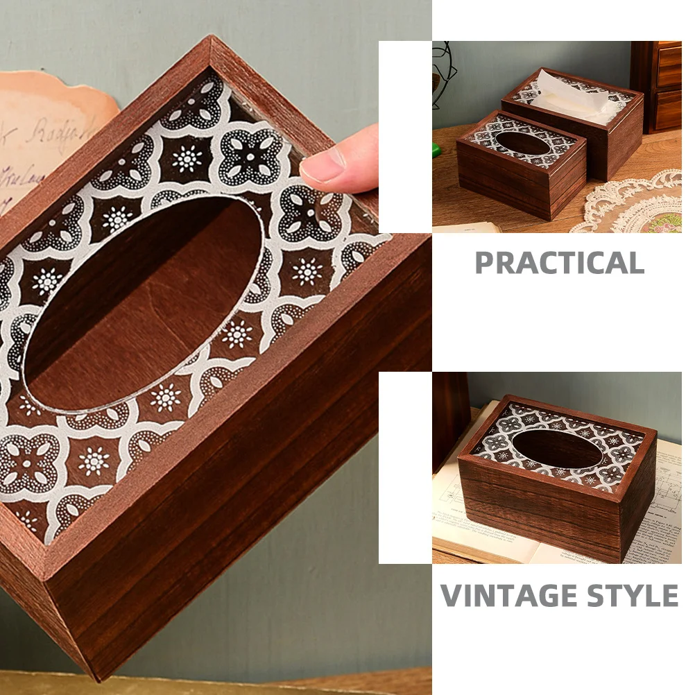 

Tissue Holder Cover Case Paper Towel Storage Organizer Living Room Boxes Wooden Napkin Decorative