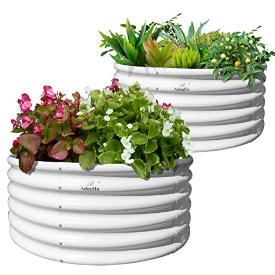 2-Pack 4ft x 18 Tall Galvanized Raised Garden Beds Outdoor Round Metal Planter Box for Planting Vegetables Flowers Herb Anti-Ru