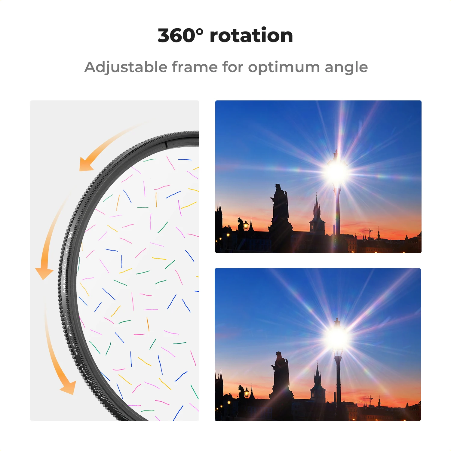 K&F Concept 49-82mm Colorful Streak Filter Starlight Dreamy Creative Special Effects Optical Glass Lenses Filter For Nikon Canon