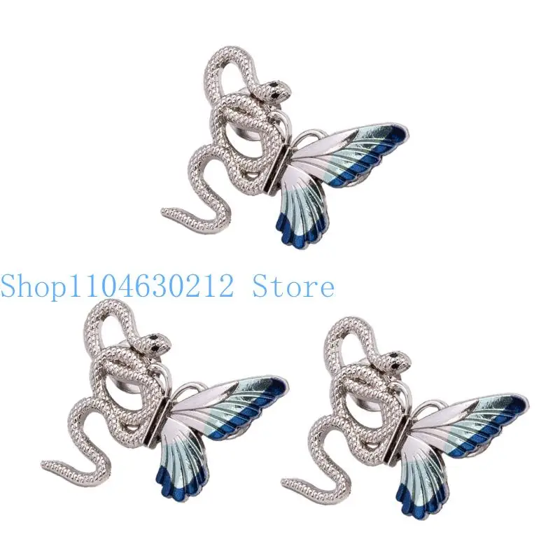

652F 3PCS Snake Butterfly Design Waist Tightening Clip Waist Adjusting Pin For Loose Jeans Pants Women Fashion Waist Decors