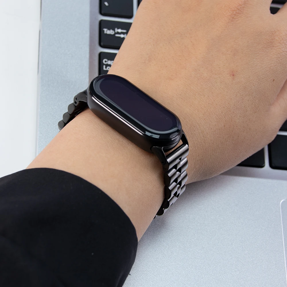 Pasek ze stali nierdzewnej do Xiaomi Mi Band 10 Metalowa składana klamra Wymienna bransoletka do Mi Band 9/8 Akcesoria do pasków do zegarków