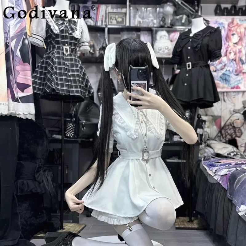 

Japanese Mine Series Mass-produced Waist Long-sleeved Short-sleeved Dress and Shorts Two-piece Spring and Summer Lolita Outfits