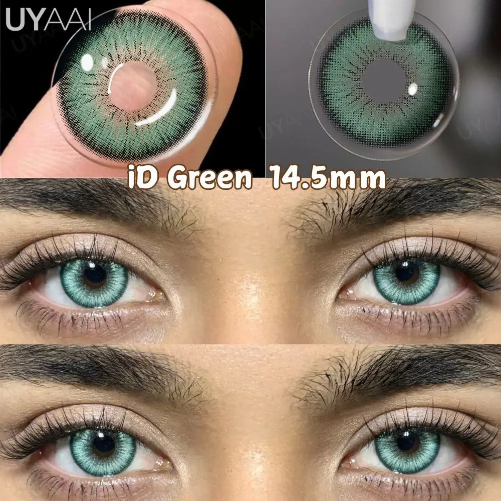UYAAI 1 Paar blau gefärbte Linsen, schöne grüne Augenfarblinsen, graue Linsen, koreanische Linsen, natürliche braune Linsen, Make-up-grüne Linsen – Detail 8
