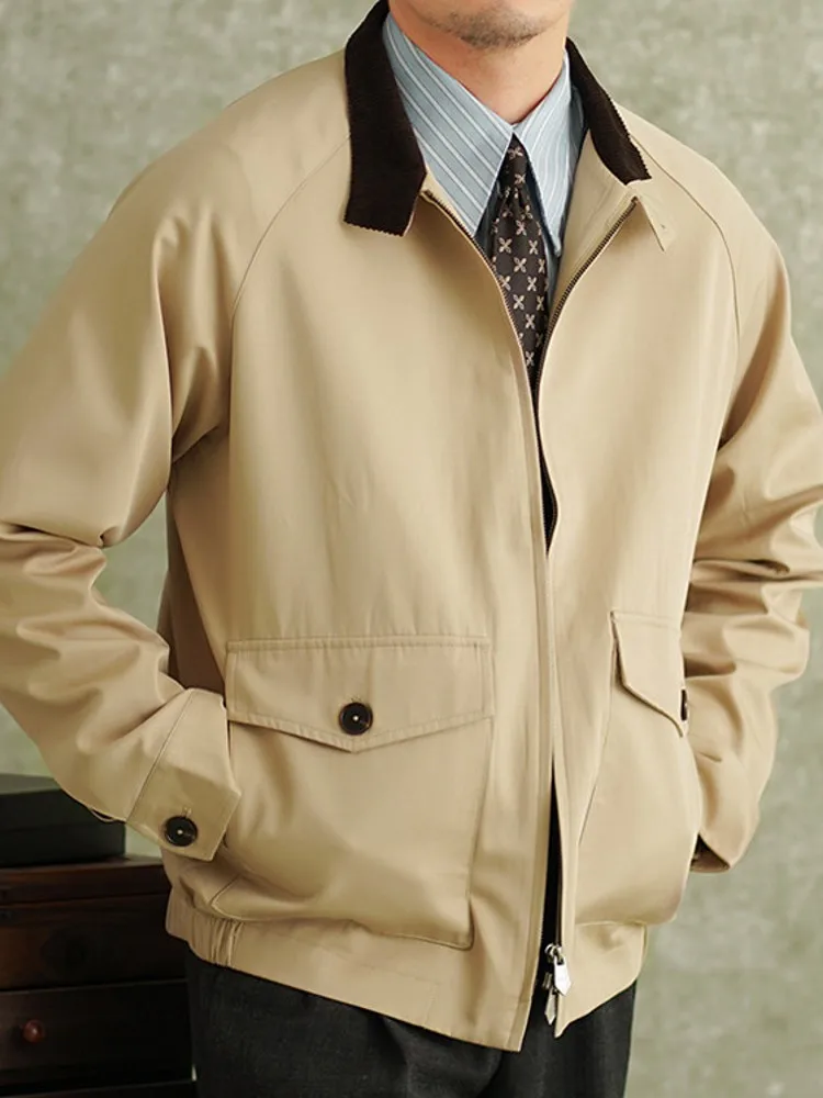 Autumn New Business Men Work Jacket Stand Collar Windproof Waterproof Coat Vintage Fashion Casual Outerwear Coat Streetwear Tops