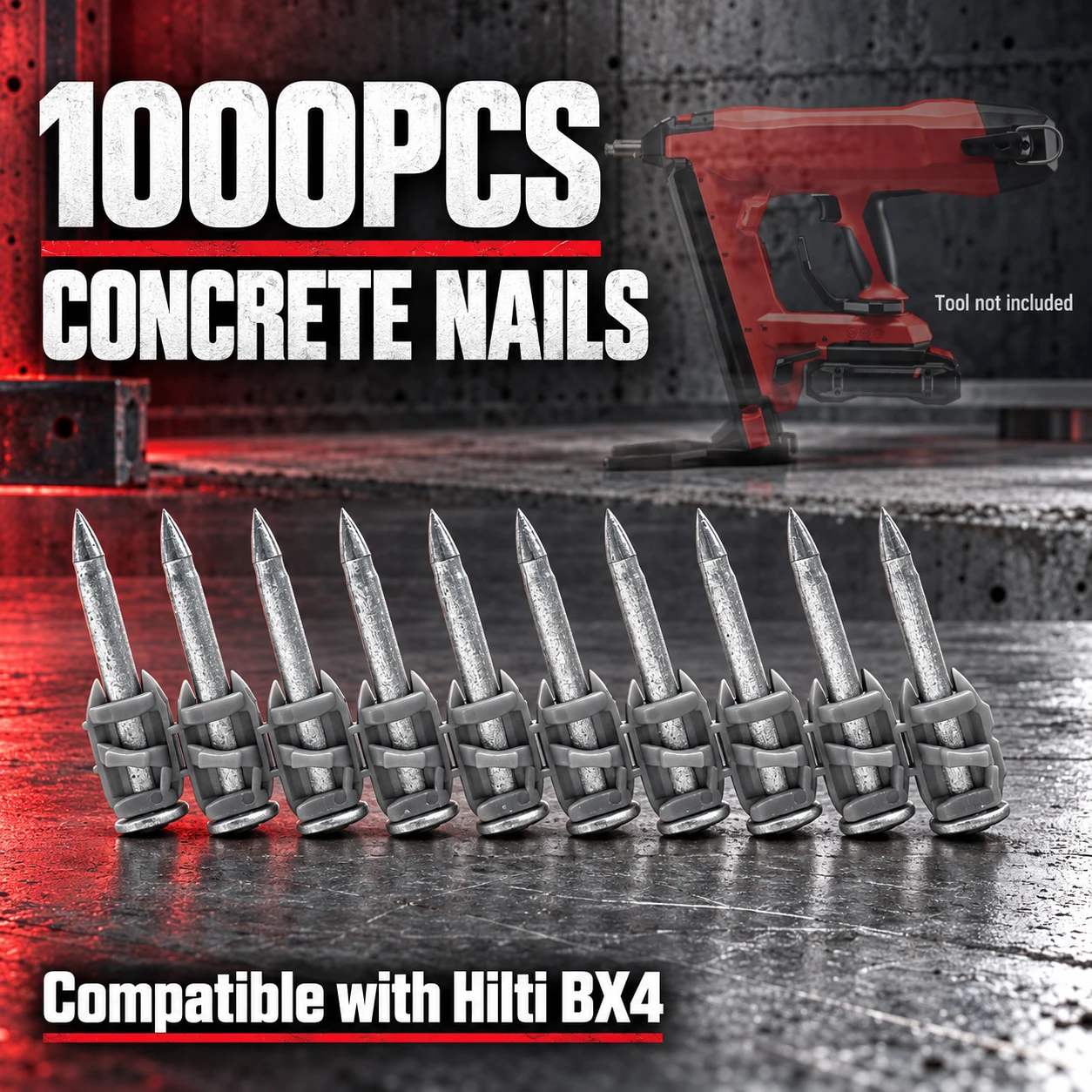 Professional Concrete Fastening Nails 1000PCS Compatibility with Hilti BX4