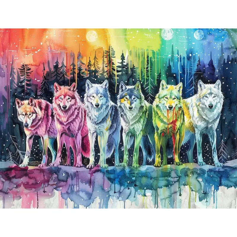 

GATYZTORY 60x75cm Acrylic Painting By Numbers For Adults Wolves On Canvas Handmade Diy Gifts Coloring By Numbers Home Decoration