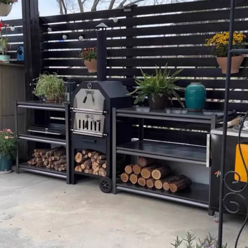 

12 Inch Outdoor Charcoal and Firewood Pizza Oven Multifunctional Oven for Backyard Patio Garden Cooking Built-in Thermometer