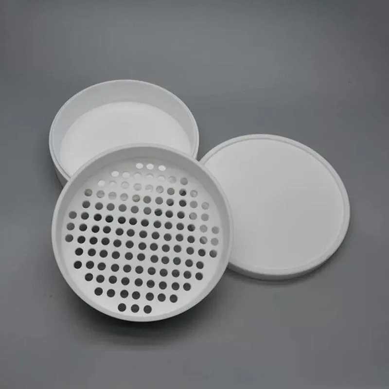PTFE Laboratory Sieve Set 200mm Diameter with Base And Lid Multiple Mesh Sizes Available for Precision Particle Size Analysis