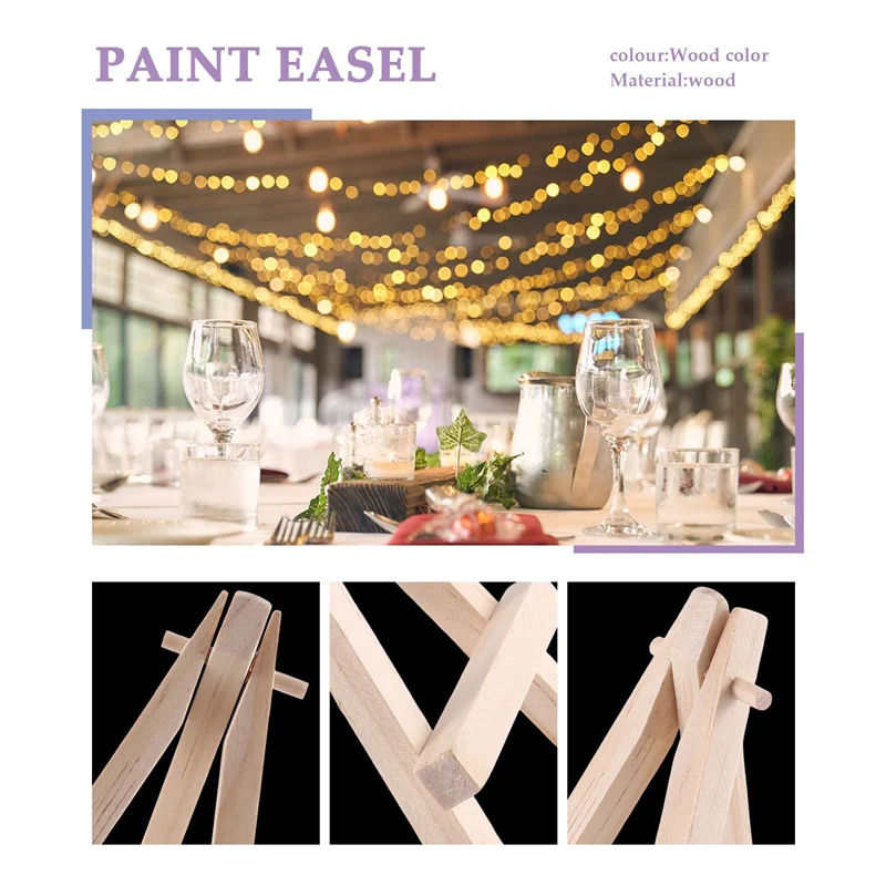 

24Pcs 12.7Cm Mini Wooden Display Stands, Easels, Table Top Stands, Suitable For Children's Handicrafts, Business Cards