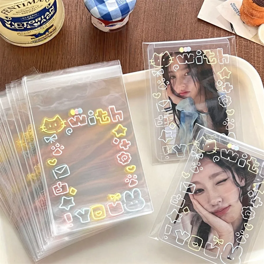 Graffiti Kitten Opp Self Adhesive Bag And Hard Card Sleeves Protectors Combo For Star Mini Photo Sealing Packaging Sleeve