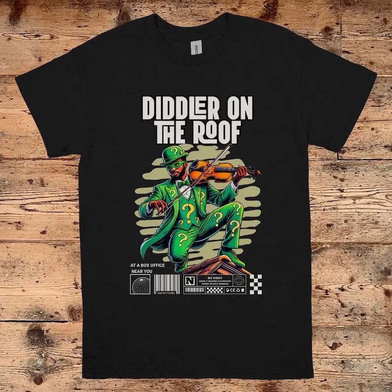 No Diddy T-Shirt - 'Diddler on the Roof' Parody Tee - Funny Hip Hop Graphic P Diddy Shirt Gift for Music Fans and Movie Lovers