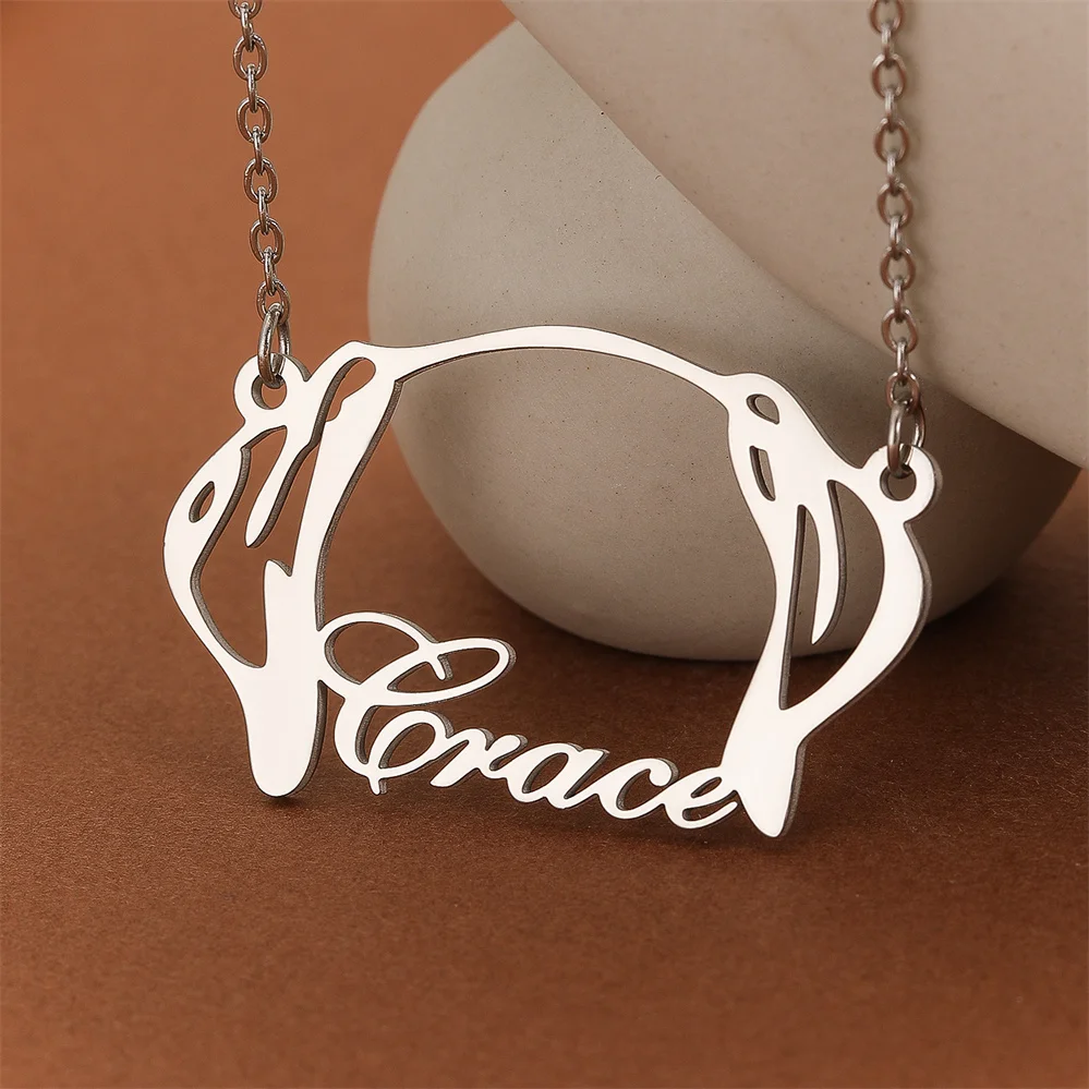 Stainless Steel Labrador Retriver Custom Dog Ears Name Necklace For Women Men Silver Party Jewelry Pet Lover Gift