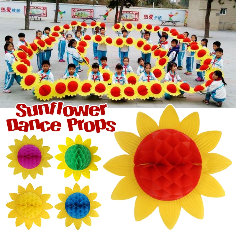 10pcs 35cm Sunflower Dance Props Hand-held Flowers Children Sunflower Props Party Festival Stage Perfor Costumes Accessories