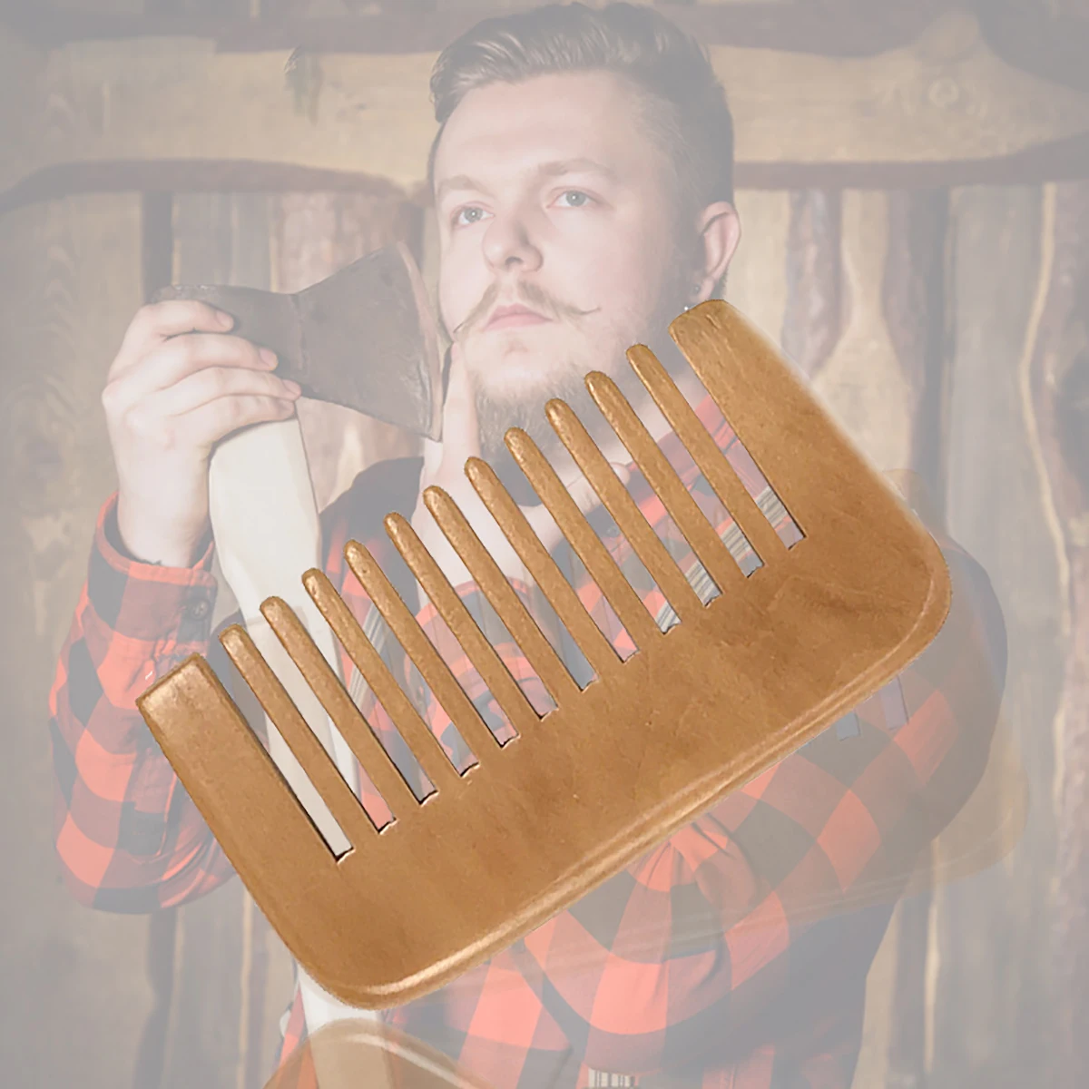 1pc Portable Pocket Natural Peach Wood Anti-Static Men's Wide Toothed mini Men's Beard Styling Tool Special for Real Hair Wigs