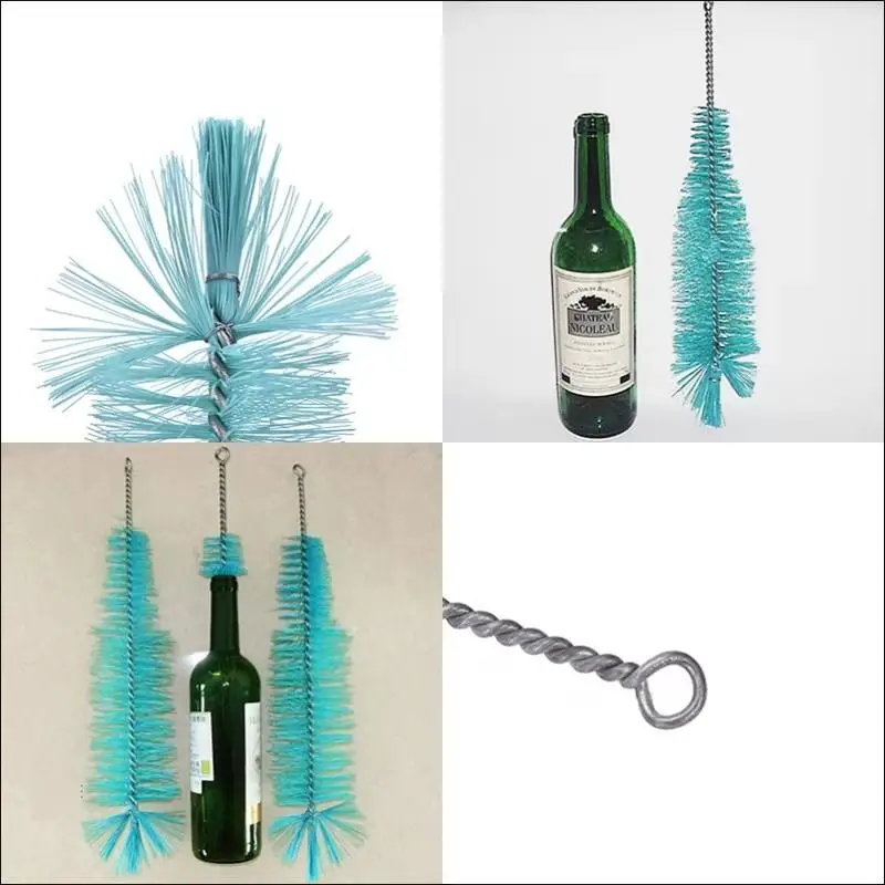 〔NN71〕Nylon Stiff Bristle Cleaning Brushes Sturdy Metal Handle For Wine Bottles Straws Brew Tubes Spout Cleaner Lab Glassware