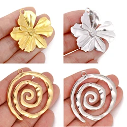 3Pcs/Lot Large Stainless Steel Flower Charms Circle Spiral Vortex Swirl Pendant Jewelry Making Supplies for Diy Jewelry Findings