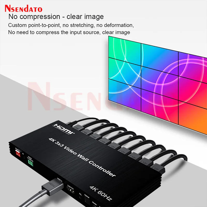 4K@60Hz 3x3 HDMI Video Wall Controller HDMI TV Video Wall Processor 2x3 2x4 1x6 9x1 2x2 9 Screen Stitching Splicer Switch For TV