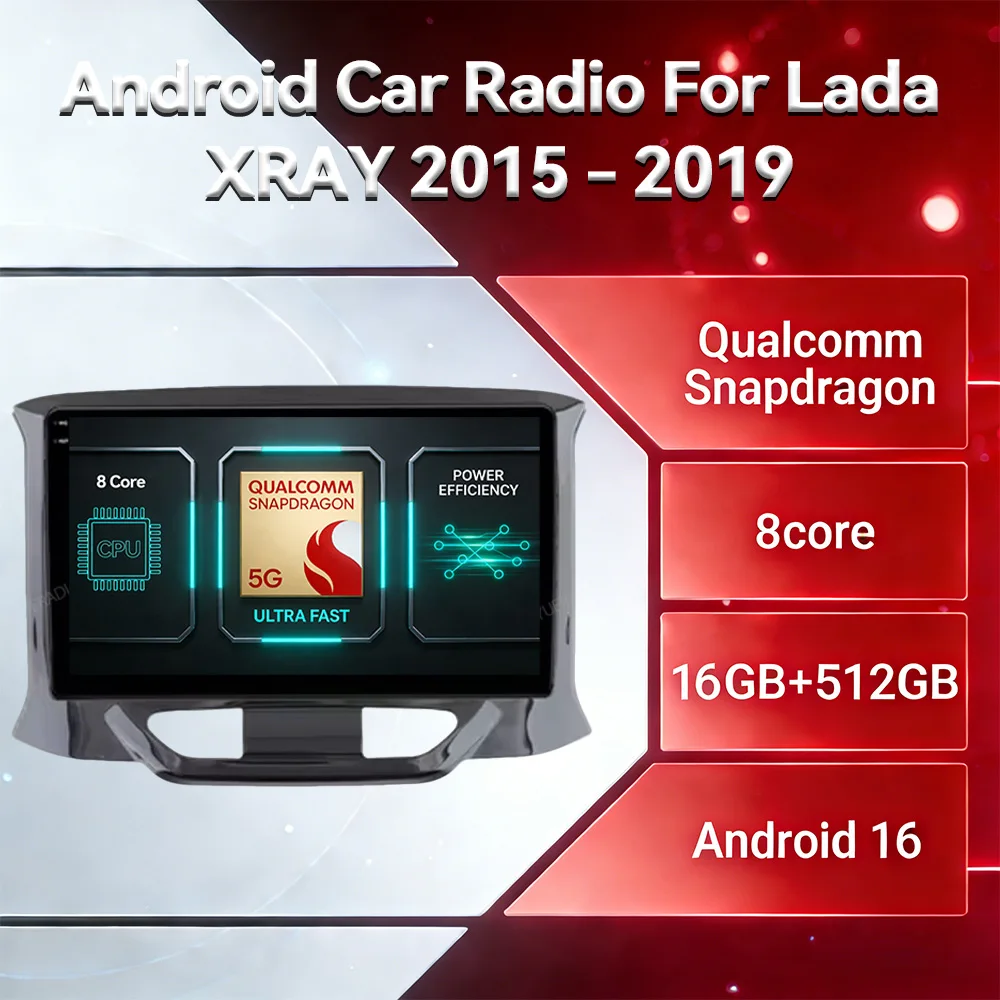 Android 16 Car Radio For LADA Xray X Ray 2015 - 2019 QLED GPS NAVI Multimedia Video Player 4G WIFI Qualcomm Head Unit BT 2DIN