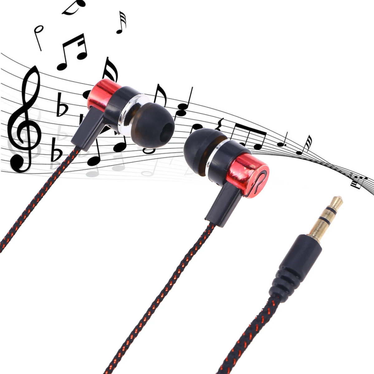 

In-Ear Earphone Heavy Bass Stereo Sound 3.5Mm Plug Noise Cancelling Workout Running Gym Music Headset Red