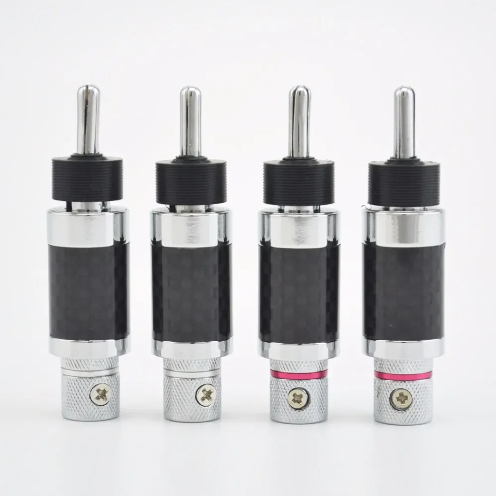 

4 pieces Rhodium Plated Banana Plug Carbon Fiber Speaker 9mm Cable Connector HI-END loudspeaker Audio Banana plug