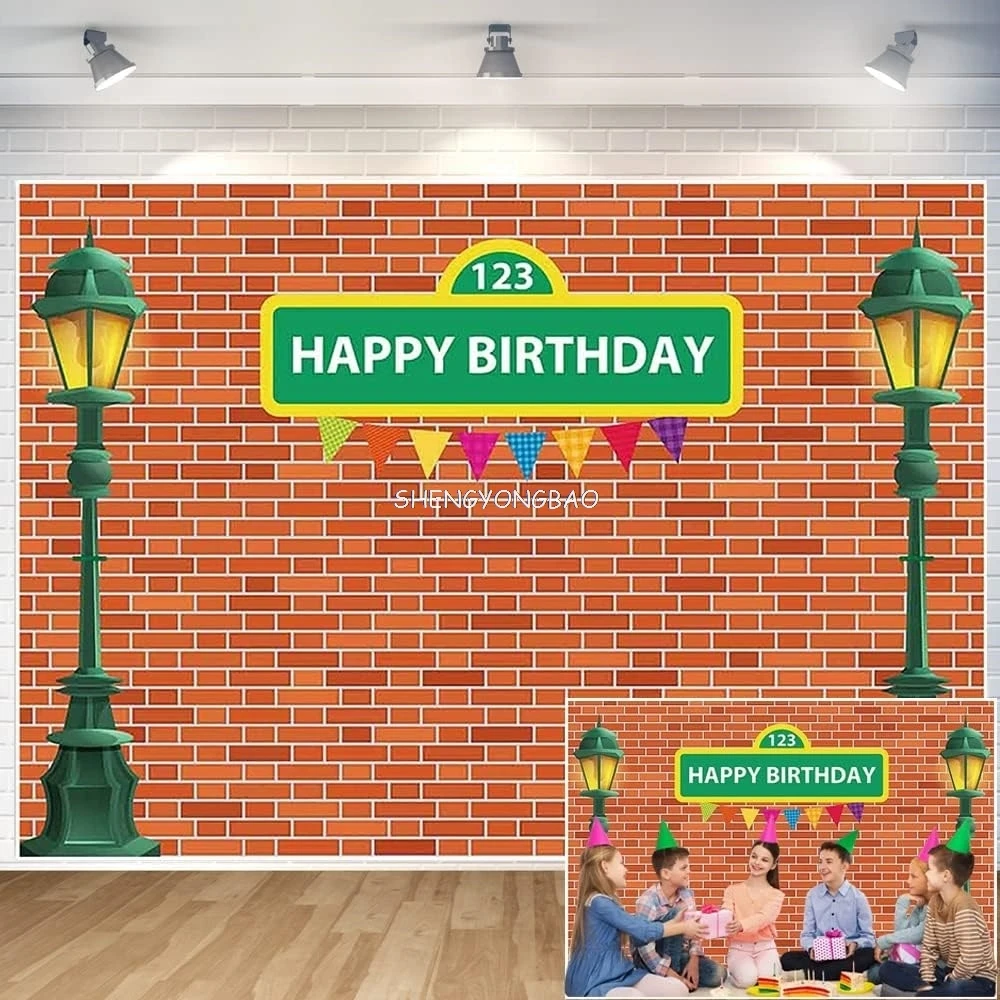 

SHENGYONGBAO Street Lamp Decoration Colorful Balloon Arch Bears Background Newborn Baby Birthday Photography Backdrops DL-01