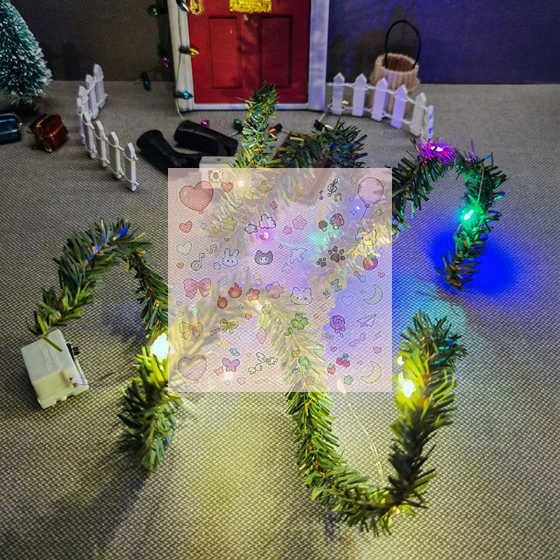 Miniature Christmas LED Luminous Light String Ornament Dollhouse Decoration Craft DIY Accessories Children Christmas Gift Toys