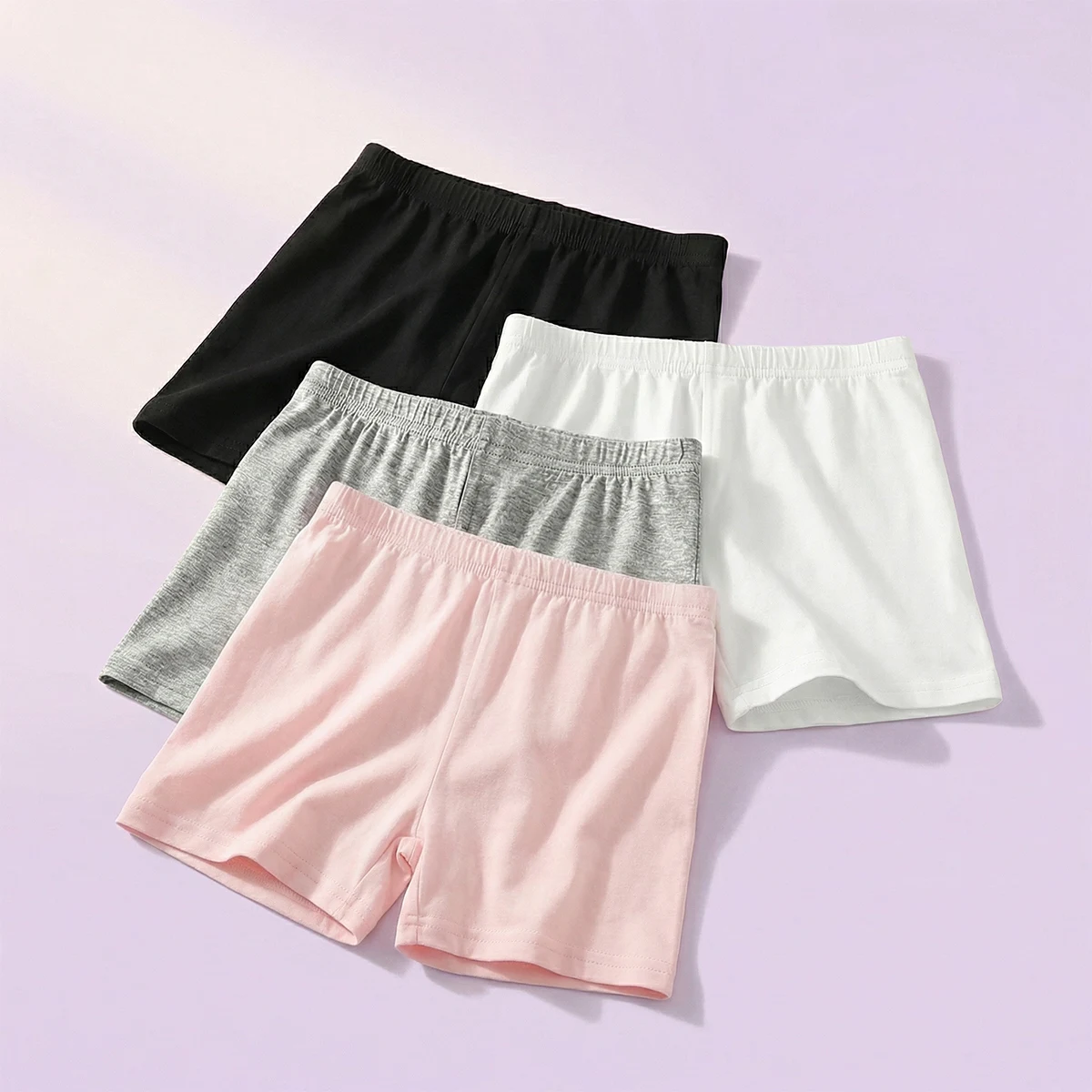 4 PCS Girls' Shorts Tights Children's Anti-Sheer 3/4 Shorts - For Girls, Boys & Toddlers, High Elasticity & Solid Color