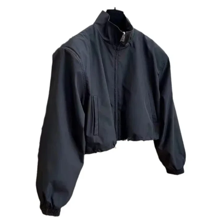 Nová dámská bunda s krátkým stojáčkem, jaro/podzim 2025, kompaktní velikost, americký styl, módní pracovní oblečení, větrovka - náhled 4