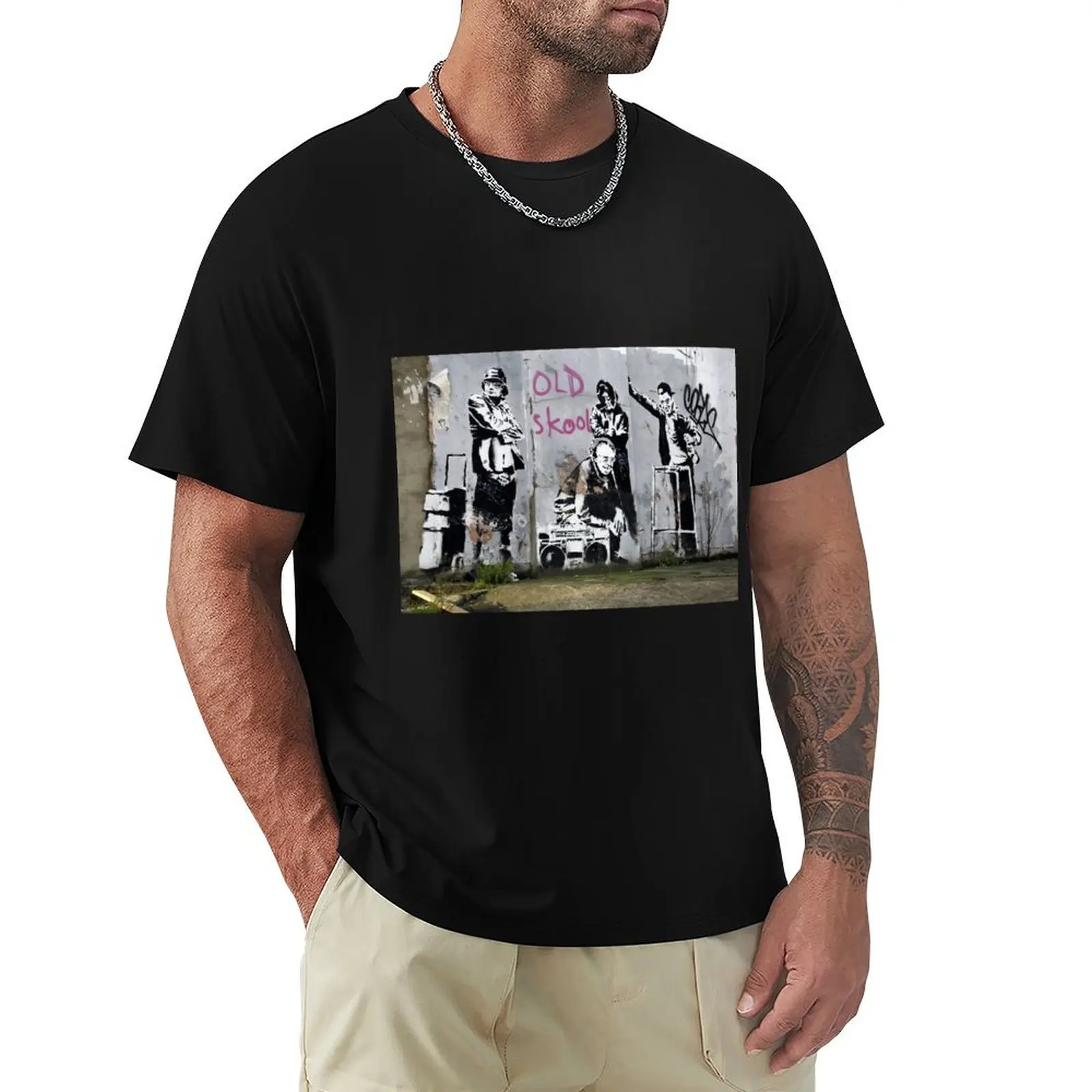 Banksy, Old Skool, London T-Shirt Work Daily Short Sleeve Top