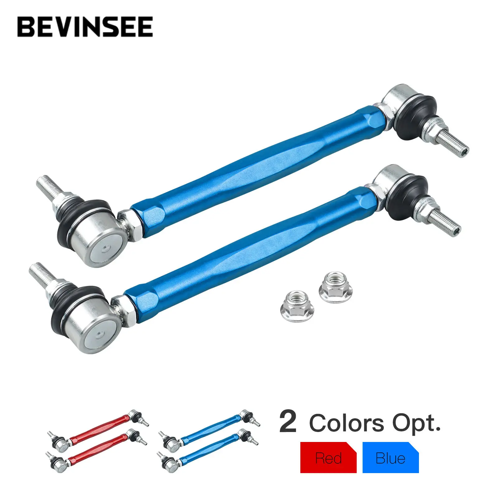 

BEVINSEE Aluminum Adjustable Front Sway Bar End Link Kit For BMW E46 Z4 E85 E86 31356780847 31351095694