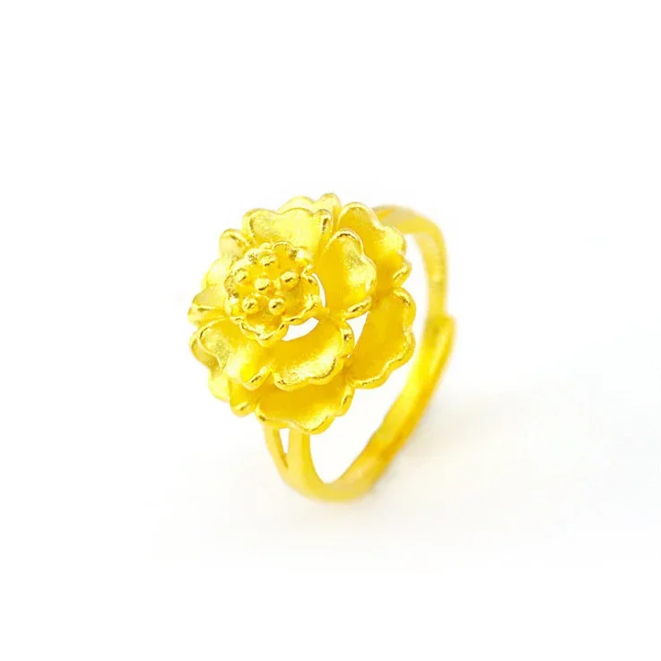 Lady's Peony Gold Plated 18k Yellow Gold Plated Jewelry, Não Alérgica ao Puro, 999, Nunca se Desvanece, Real, Duty Free