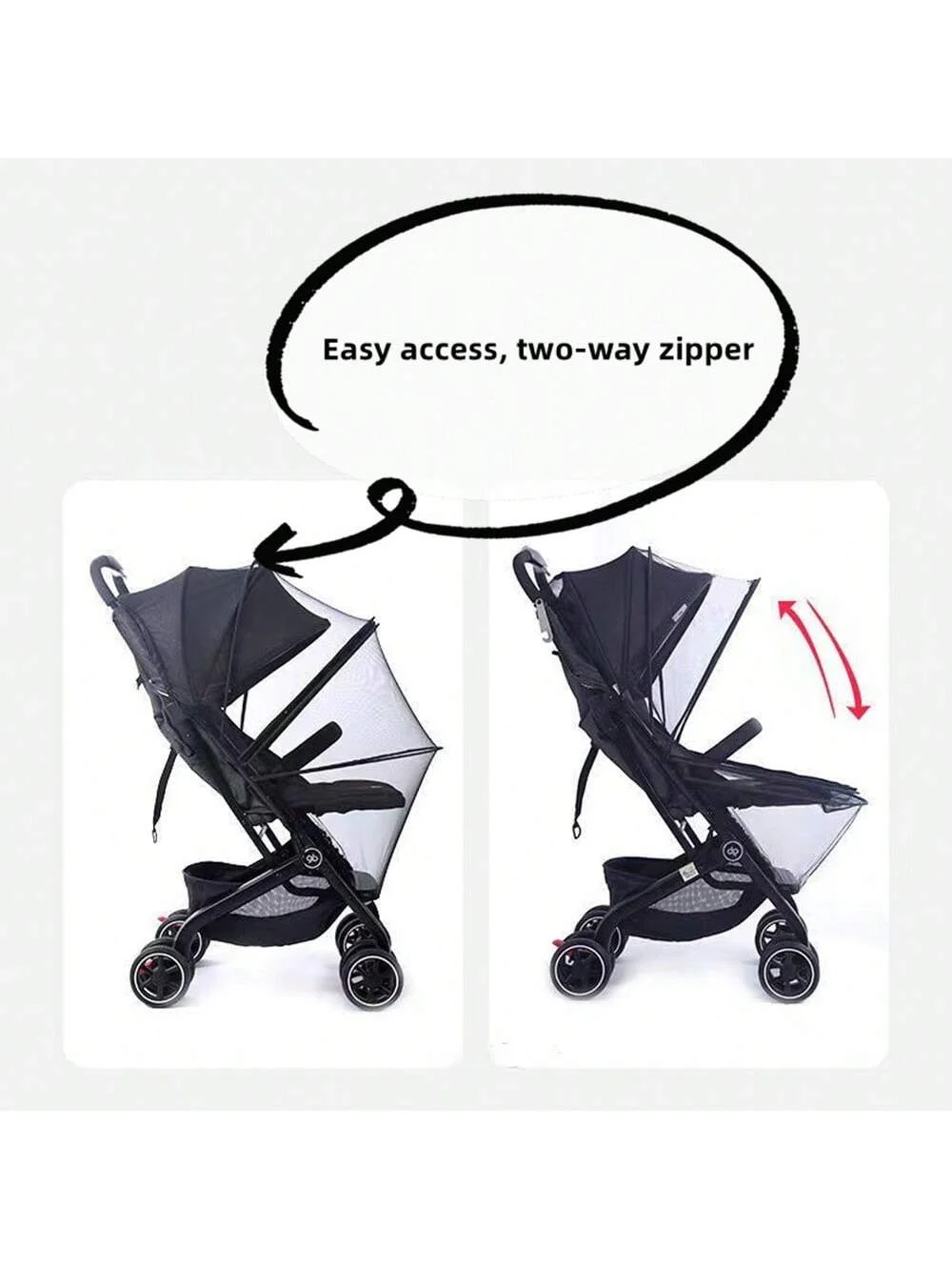 Baby stroller mosquito net, suitable for various types of baby strollers - full face pull lock baby stroller mosquito net