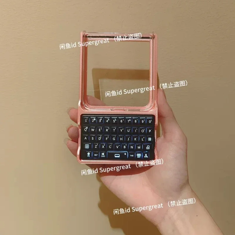 EXknight Bluetooth Keyboard Customized Original Handmade Portable Folding Screen Mobile Phone Case for Multiple Models Gift DIY