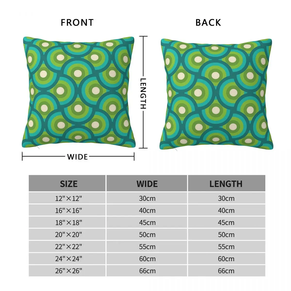 Retro Green-Blue Wavy Square Pillowcase Polyester Linen Velvet Pattern Zip Decorative Throw Pillow Case Bed Cushion Case 45x45