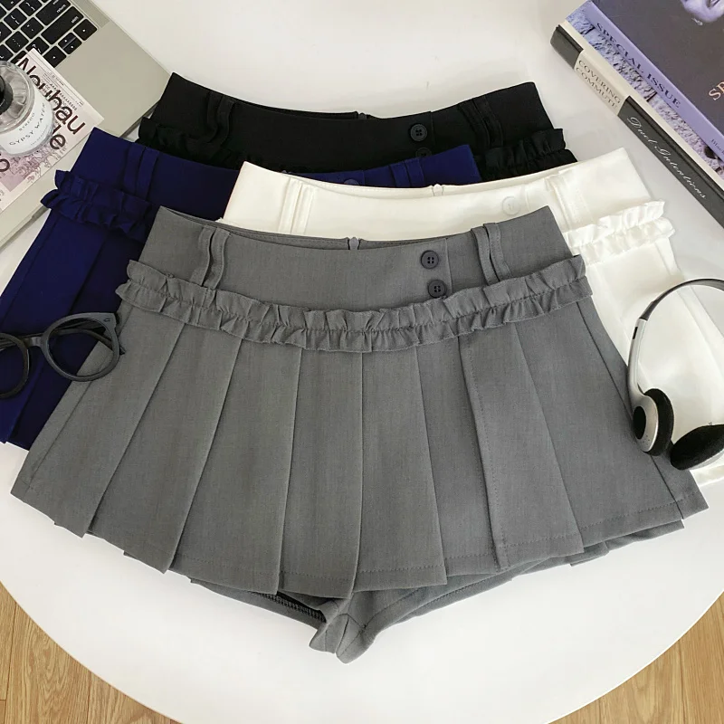 

Весна-Лето 2026: Модная женская плиссированная юбка с высокой талией, с завязками, защита от просвечивания, средней длины, в студенческом стиле