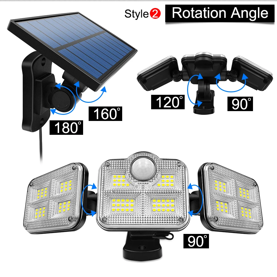 20w Solar licht 122/333led ip65 wasserdichte Solar-Garten lampe für den Außenbereich mit einstellbarem Weitwinkel mit 3 Modi – Detail 8