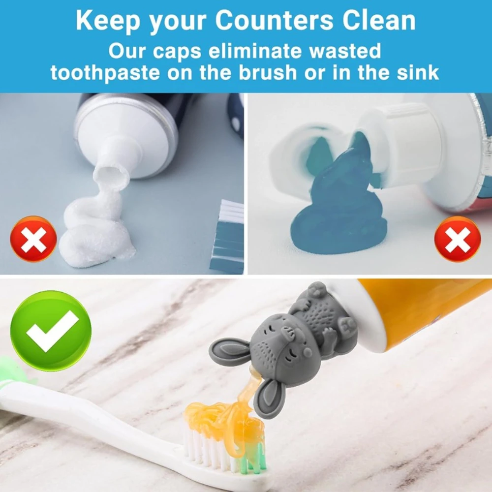 Creative Toothpaste Squeezer Cap Cute Toothbrush Cap Silicone Leak-proof Children 's Toothpaste Cap Home Bathroom Accessories