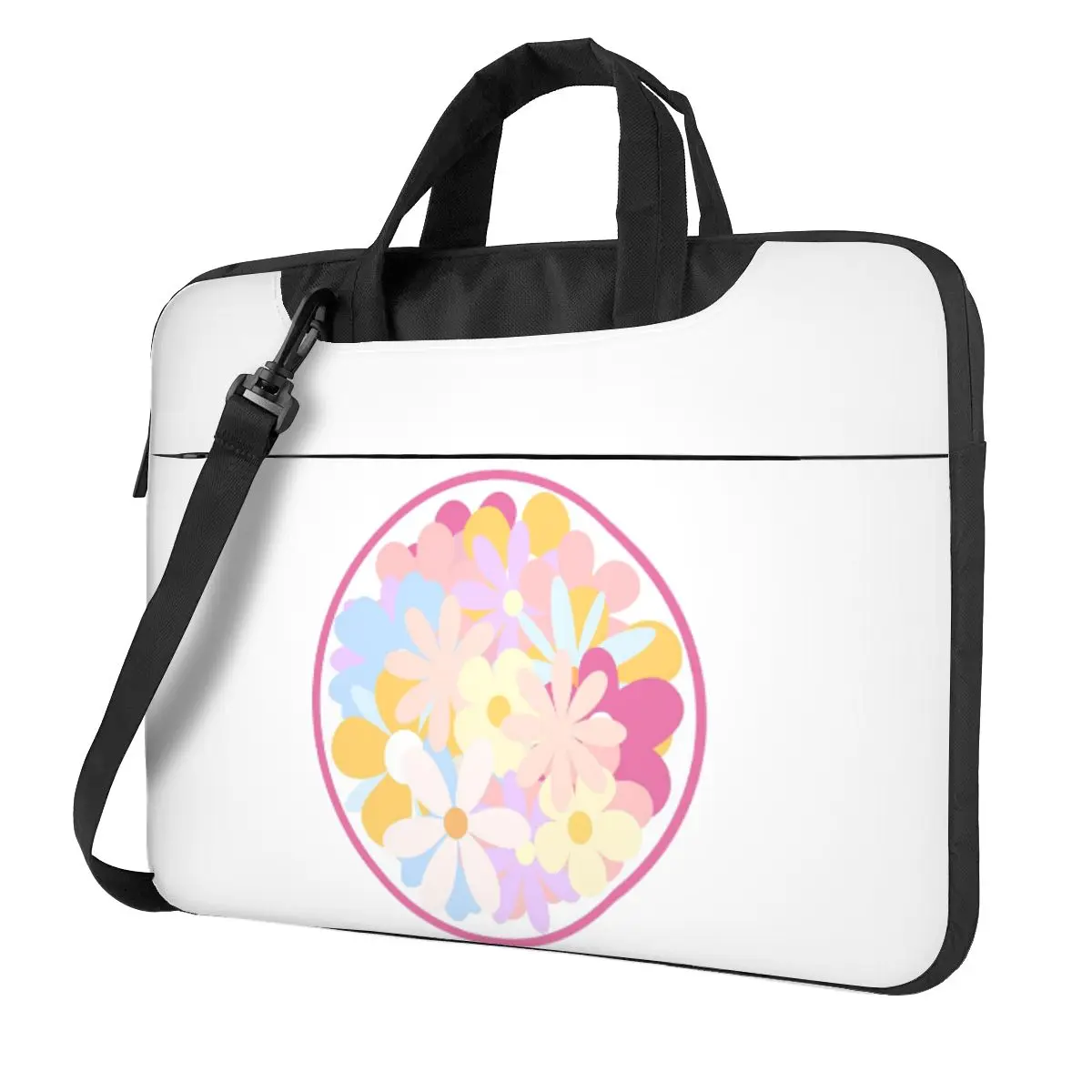 

Pastel Flowers Crossbody Laptop Bag Case Computer Bag 13 14 15.6 Inch Notebook Pouch for Macbook Pro Lenovo