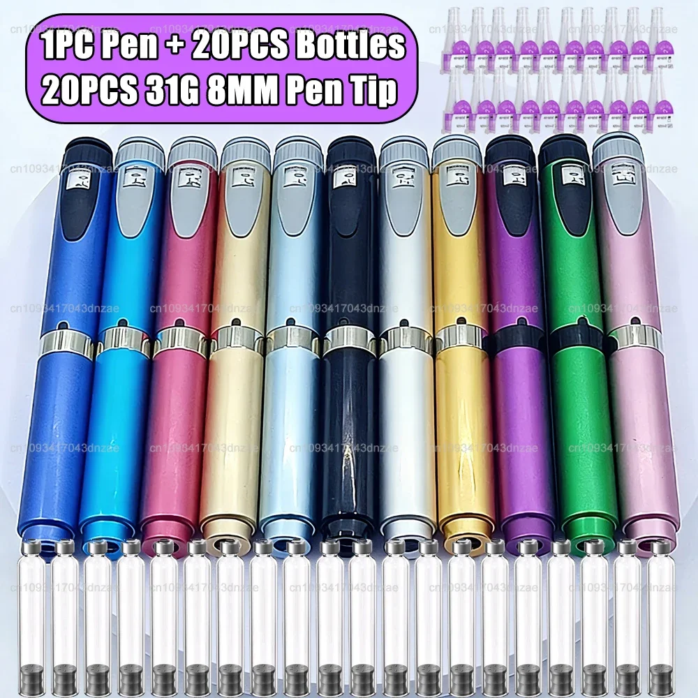 Precise Dosing Reusable Injection Pen Set 3ml Empty Cartridges Cassette Bottle 8mm Disposable Pen Tip For Blood Glucose Control
