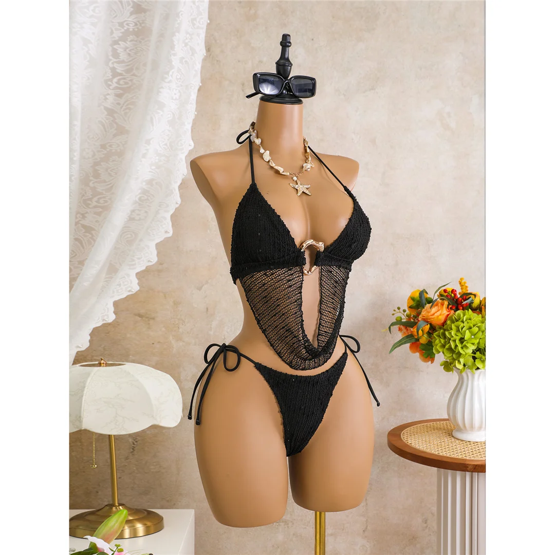 Neuer Tankini-Bikini mit Ausschnitten, Neckholder-Bikini, Damen-Badeanzug, zweiteiliges Bikini-Set, Badeanzug mit Trägern, Badebekleidung, Badeanzug V8076 – Detail 15